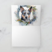Carte Blue Heeler Christmas Wreath Festive Pup (Intérieur)