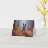 Carte Blue Heeler dans les feuilles d'automne automne au (Fleur jaune)