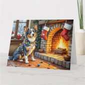 Carte Blue Heeler Fireplace with Christmas Lights (Devant)