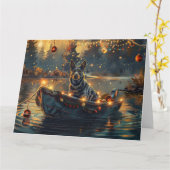 Carte Blue Heeler Noël Festive Voyage (Fleur jaune)