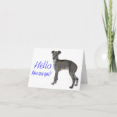 Carte Blue Hello Greyhound Italien Chien chiot (Devant)