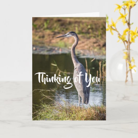 Carte Blue Heron pense à vous (Fleur jaune)