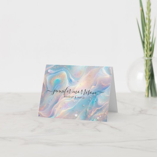 Carte Blue Holographic Opal Gold Parties scintillant per (Devant)