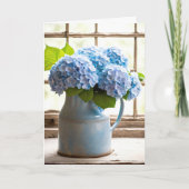Carte Blue Hydrangea Anniversary Bouquet In Window (Devant)
