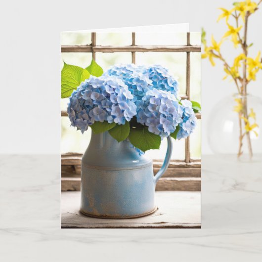 Carte Blue Hydrangea Anniversary Bouquet In Window (Fleur jaune)