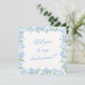 Carte Blue Hydrangea Bridesmaid Proposal Card (Debout devant)