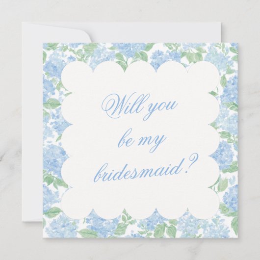Carte Blue Hydrangea Bridesmaid Proposal Card (Devant)