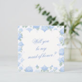 Carte Blue Hydrangea Bridesmaid Proposal Card (Debout devant)
