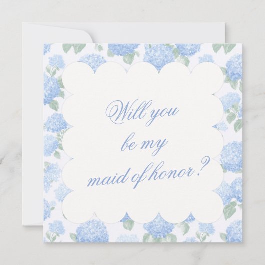 Carte Blue Hydrangea Bridesmaid Proposal Card (Devant)