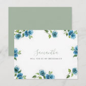 Carte Blue Hydrangea Bridesmaid Proposal Cards (Devant / Derrière)