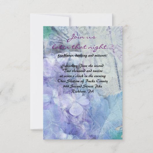 Carte BLUE HYDRANGEA & DRAGONFLY Bat mitzvah Party (Devant)