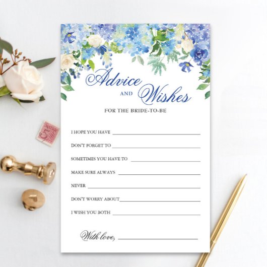 Carte Blue Hydrangea Floral Conseils et Voeux