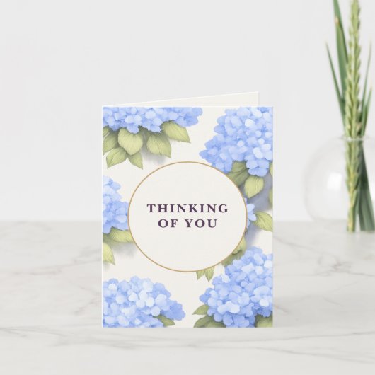 Carte Blue Hydrangea Floral - Thinking Of You  (Devant)