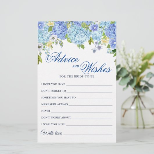 Carte Blue Hydrangea Greenery (Debout devant)