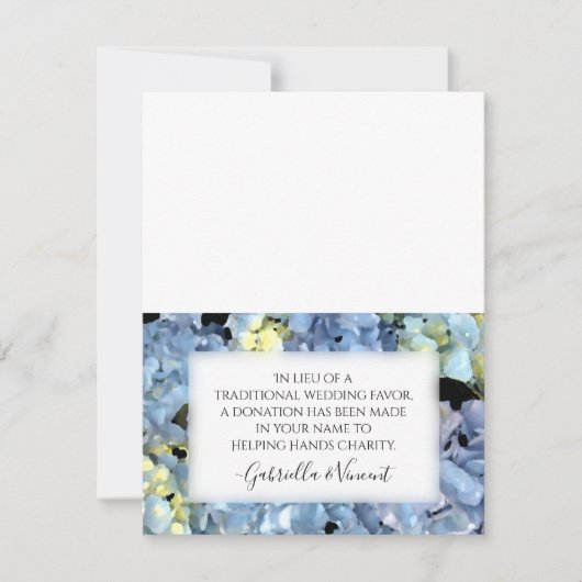 Carte Blue Hydrangea Mariage Charity Favoriser Card (Devant)