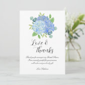 Carte Blue Hydrangea Merci de Fête des mariées botanique (Debout devant)