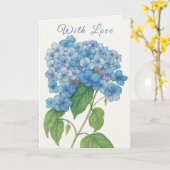Carte Blue Hydrangea Watercolor Floral Greeting Card (Fleur jaune)