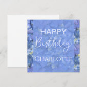 Carte Blue Hydrangeas Blooms Joyeux Anniversaire Nom per (Devant / Derrière)