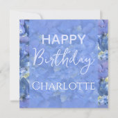 Carte Blue Hydrangeas Blooms Joyeux Anniversaire Nom per (Devant)