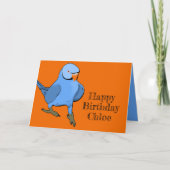 Carte Blue Indian Ringneck Parakeet Anniversaire Nom du  (Devant)