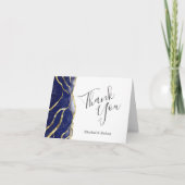 Carte Blue Ink Gold Wedding Thank You Card (Devant)