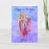 Carte Blue Iris Floral Art Personnalisé Anniversaire (Devant)