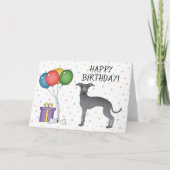 Carte Blue Italian Greyhound Cartoon Chien Joyeux annive (Devant)
