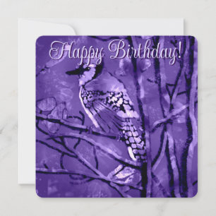 Carte Blue Jay Bird Rose Art Abstrait Personnalisé