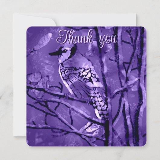 Carte Blue Jay Bird Rose Art Abstrait Personnalisé (Devant)