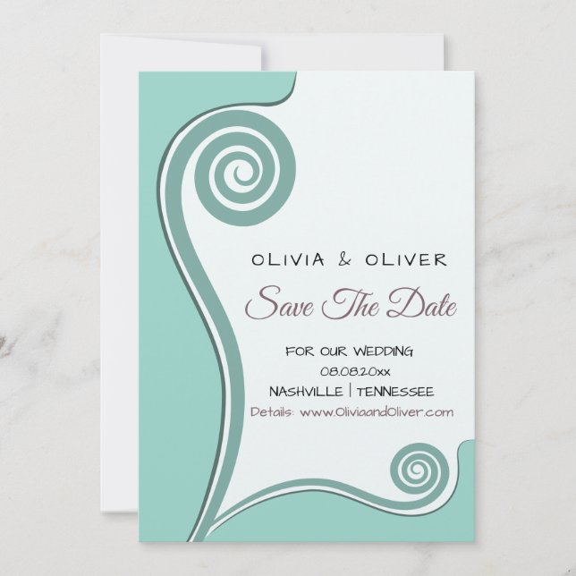 Carte Blue Koru - Nouveau Début - Enregistrer Notre Date (Devant)