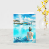 Carte Blue Lagoon Islande Aquarelle (Fleur jaune)