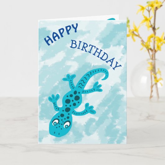 Carte Blue Lizard Gecko (Fleur jaune)