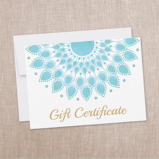 Carte Blue Lotus Mandala Salon et certificat cadeau Spa