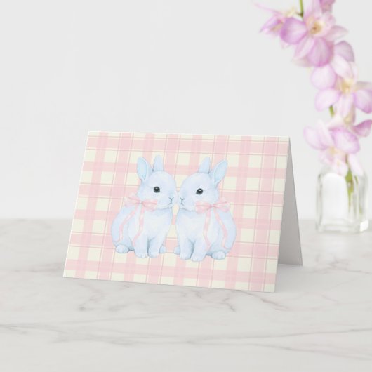 Carte Blue Marshmallow Bunny Rabbits Easter (Orchidée)