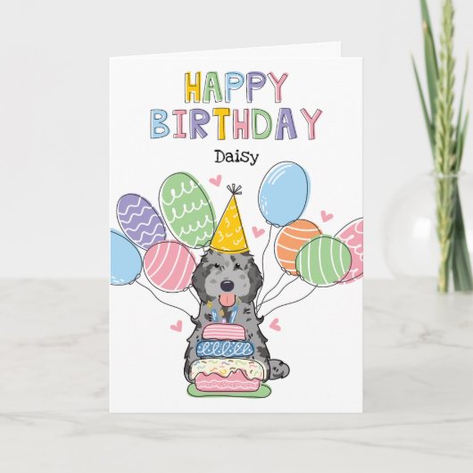 Carte Blue Merle Cockapoo Cavapoo Chien Joyeux anniversa (Devant)