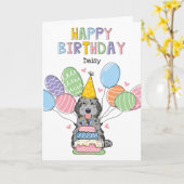 Carte Blue Merle Cockapoo Cavapoo Chien Joyeux anniversa (Fleur jaune)