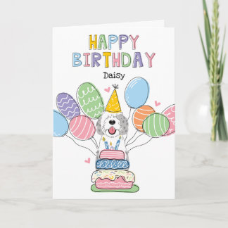 Carte Blue Merle Sheepadoodle Dog Joyeux Anniversaire