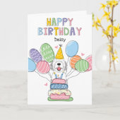 Carte Blue Merle Sheepadoodle Dog Joyeux Anniversaire (Fleur jaune)