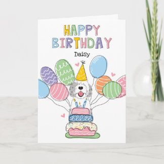 Carte Blue Merle Sheepadoodle Dog Joyeux Anniversaire