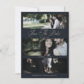 Carte Blue Modern 3 Wedding Engagement Photos Collage (Devant)