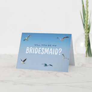 Carte Blue Ombre Seaguls Coastal Bridesmaid Proposition