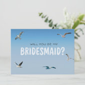 Carte Blue Ombre Seaguls Coastal Bridesmaid Proposition (Debout devant)