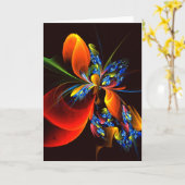 Carte Blue Orange Floral Moderne Art Abstrait Motif #03 (Fleur jaune)