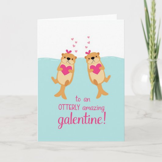 Carte Blue Otterly Amazing Galentine Card (Devant)