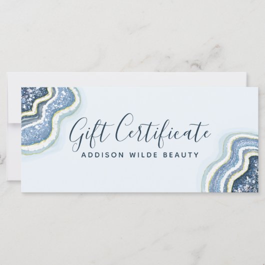 Carte Blue Parties scintillant Agate Geode Business Cade (Devant)