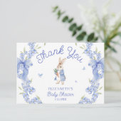 Carte Blue Peter Rabbit Boy Baby shower Merci (Debout devant)