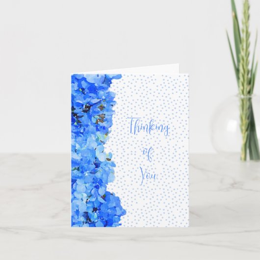 Carte Blue Polka Dot Blue Hydrangea Penser à vous (Devant)