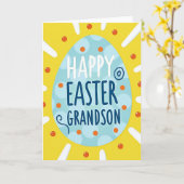 Carte Blue Polka Dot Grandson Easter Card (Fleur jaune)