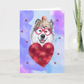 Carte Blue Purple Alaskan Valentine's Day Cadeau chien (Devant)