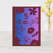 Carte Blue Purple & Burgundy Floral Design  (Fleur jaune)